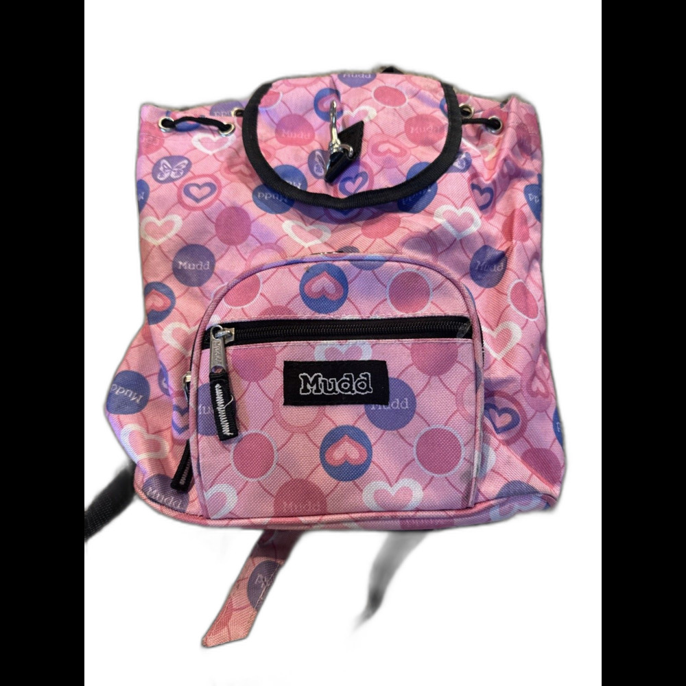 Mudd brand pink patterned Girl backpack drawstring closure &front pocket.